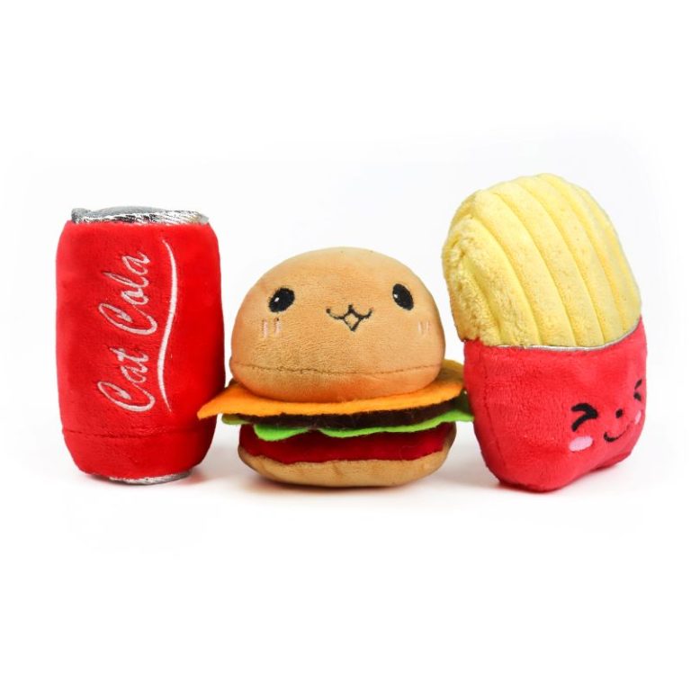 Hamburger Cat Toys Silvervine Stuffed Kickers Cola Fries