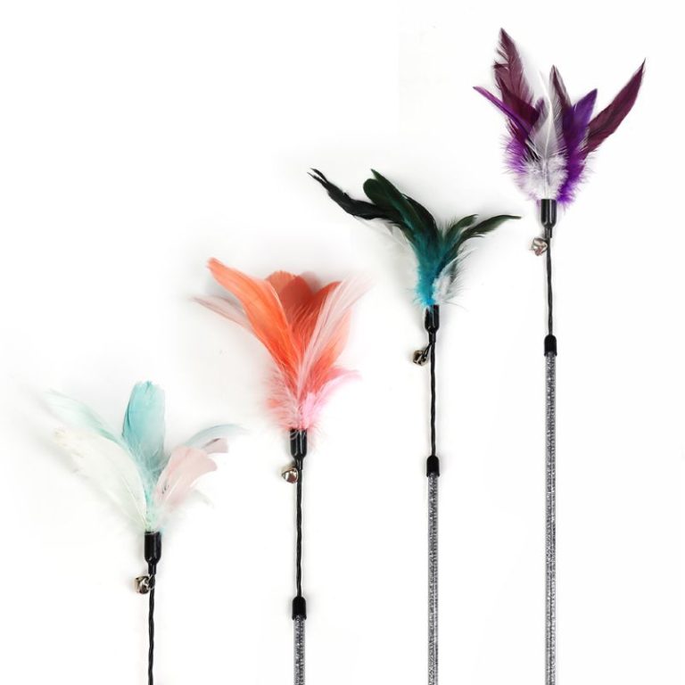 Feather Wand Cat Stick Toy with Bell