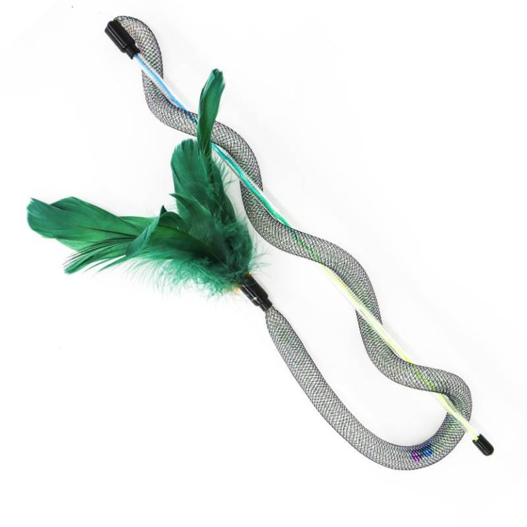 Elastic Snake Feather Wand Cat Toy Interactive Teaser