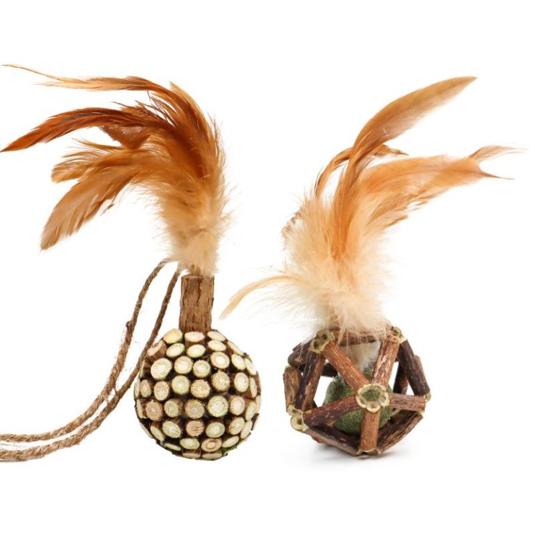 Silvervine Ball Cat Toy with Feather and Catnip