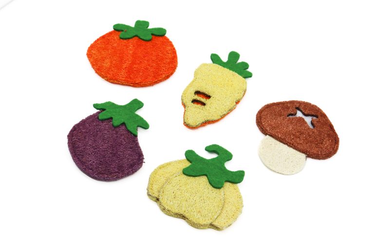 Fruit Shape Loofah Interactive Cat Toys with Catnip Ball and Silvervine Stick